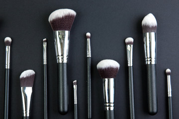 Brush with natural bristles for professional makeup, closeup, co