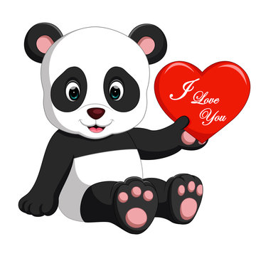 panda cartoon with love