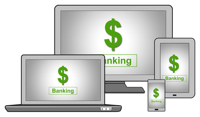 Banking concept on different devices
