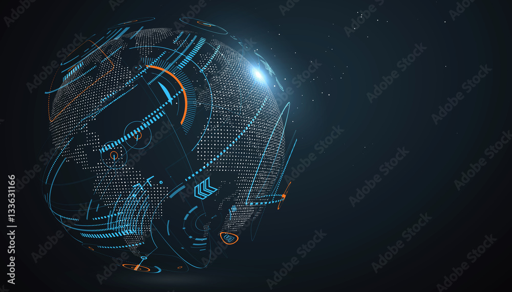 Wall mural futuristic globalization interface, a sense of science and technology abstract graphics.
