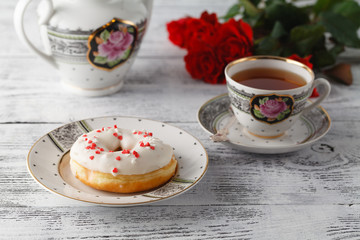 One donut on valentine day
