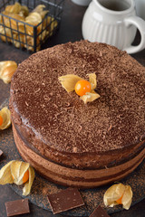 Cake with chocolate mousse