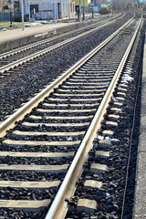 Fototapeta premium The rails of a track for the train