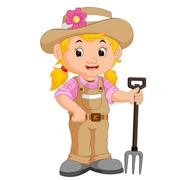 girl farmer cartoon