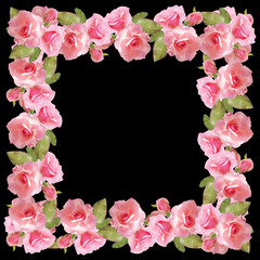 Obraz na płótnie Canvas Beautiful floral background with pink roses. Isolated 