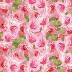 Obraz premium Beautiful floral background with pink roses. Isolated 