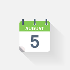 5 august calendar icon