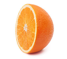 Perfectly retouched sliced orange isolated on the white background with clipping path