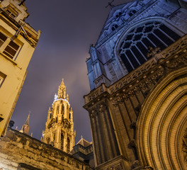 Antwerp Cathedral at night