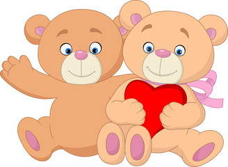 Cartoon romantic couple of teddy bear