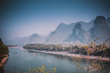 Karst mountains and Lijiang River scenery
