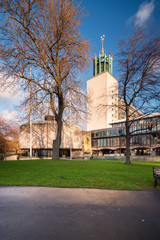 Obraz premium Newcastle Town Hall, or Civic Centre is located in the Haymarket area of Newcastle. Completed in 1967, it is now a grade two listed building