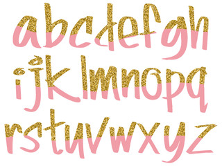 alphabet minuscules rose paillettes
