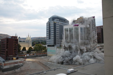 Building demolition with explosives 