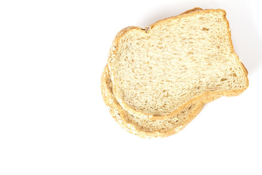 whole wheat bread slices isolated on white background.