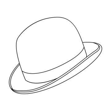 recommend clip art: Bowler hat icon in outline style isolated on white background. Hipster style symbol stock vector illustration.