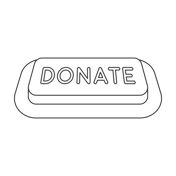 Donate button icon in outline style isolated on white background. Charity and donation symbol stock vector illustration.