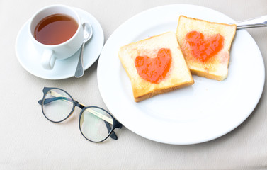 Coffee breakfast set with bread