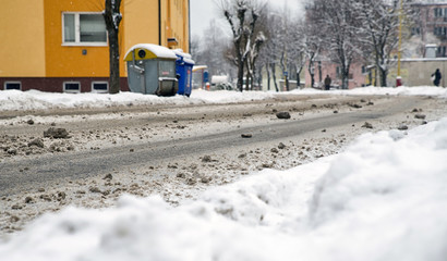 Empty snowy road