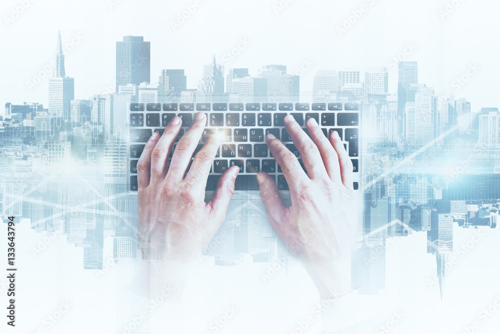 Poster Hands typing on keyboard