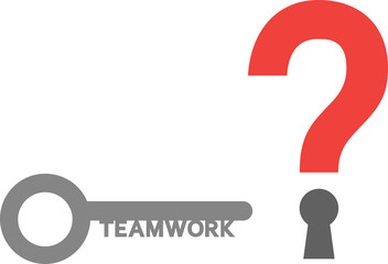 Question mark and teamwork key