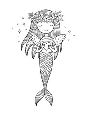 Beautiful little mermaid. Siren. Sea theme.