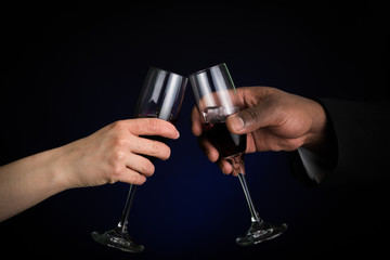 toast by woman and man