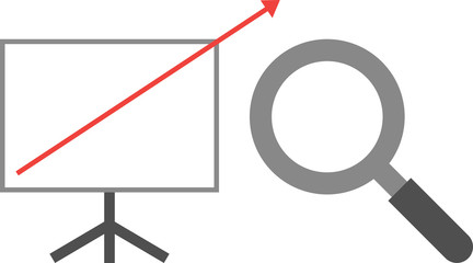 Arrow pointing way up on board with magnifier