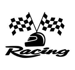 Racing With Checkered Flag and Helmet