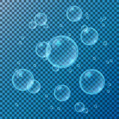 Realistic soap bubbles set isolated vector illustration.