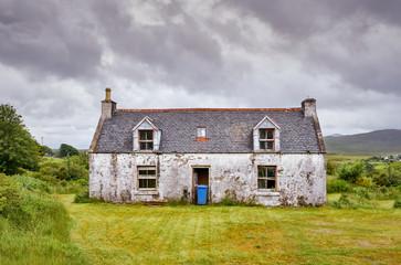 A derelict, abandoned property near Dunvegan on the Isle of Skye, Scotland, UK.      