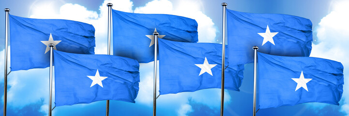 Somalia flags, 3D rendering, on a cloud background