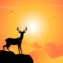 silhouette di cervo al tramonto