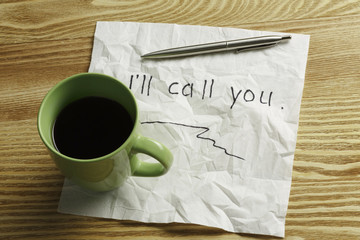 Message written on napkin . Mixed media