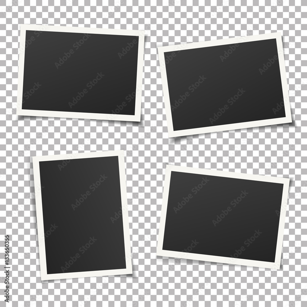 Poster collection of vintage photo frames. old photo frame with transparent shadow on background. vector il