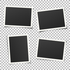 Collection of vintage photo frames. Old photo frame with transparent shadow on background. Vector illustration for your photos. Decorative vector template can be use for pictures or memories.  - obrazy, fototapety, plakaty