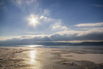 Bodensee gefroren Seeufer und Sonnenschein