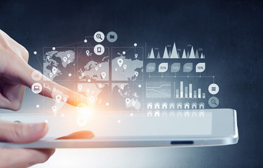 Social networking connection . Mixed media