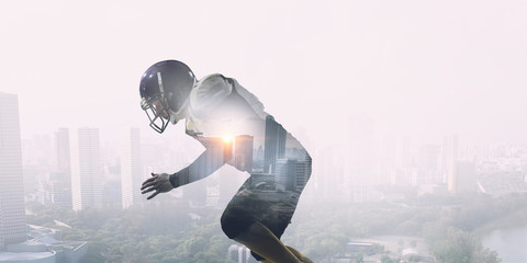 American football player . Mixed media
