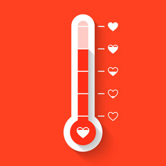 Love thermometer Valentines Day card idea - obrazy, fototapety, plakaty