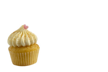 Isolated cupcake on white background with copy space and clipping path
