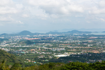 View city from golden Buddha Phuket in Thailand