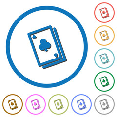 Card game icons with shadows and outlines