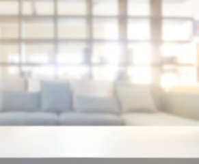 Table Top And Blur Living Room Of Background