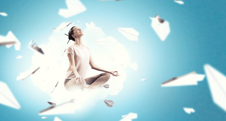 Obraz na płótnie Canvas Girl practicing yoga . Mixed media