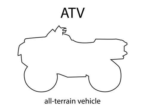 Outline silhouette of ATV. Vector isolated object. Design element.