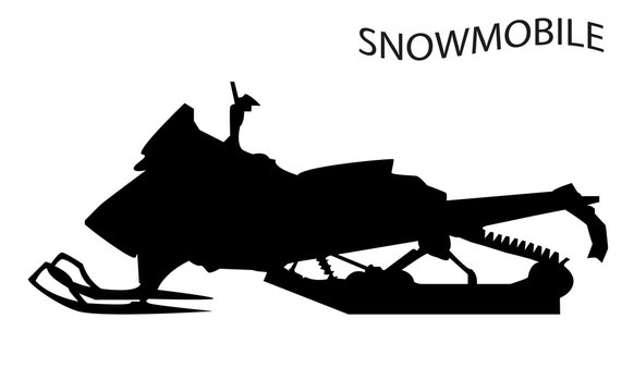 Silhouette of a snowmobile. Vector isolated object. Design element.
