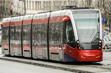 Fototapeta na wymiar Modern city tramway