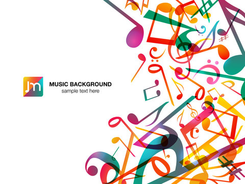 Colorful Music notes. Vector Illustration Abstract Background.