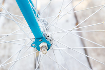 Core of bicycle wheel close up.